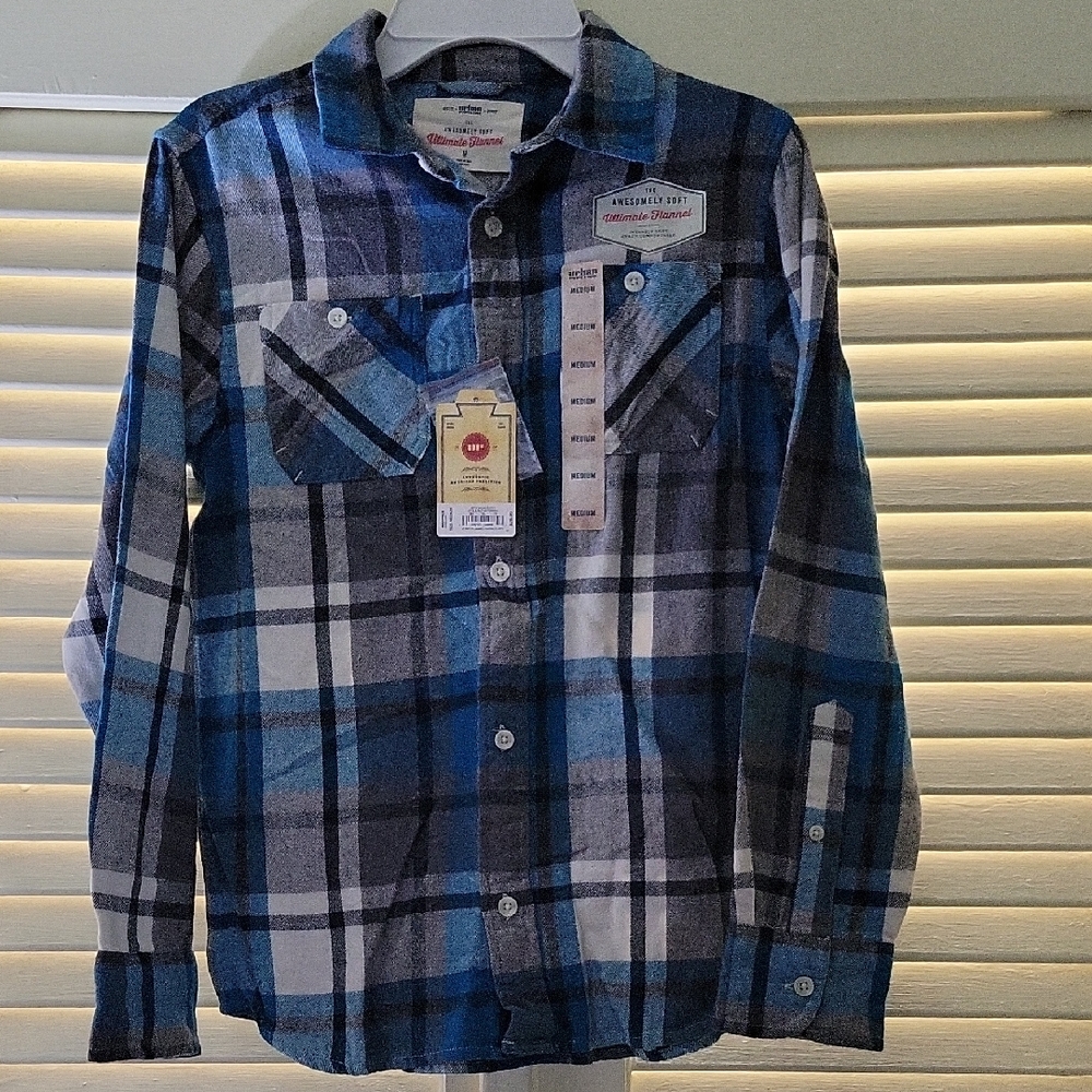 Urban Pipeline Navy and White Checkered Boy's Shirt
